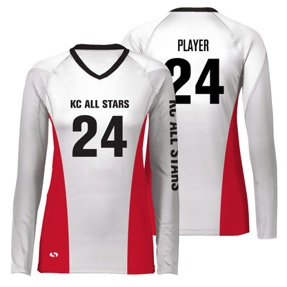 White Long Sleeve Volleyball Jersey