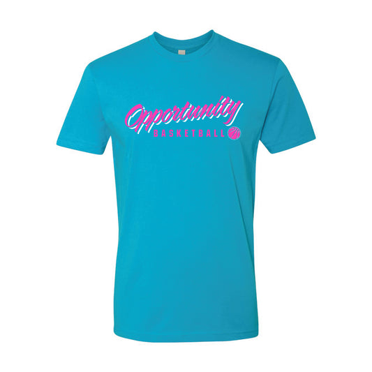 Turquoise Next Level T-Shirt: Pink/White Imprint